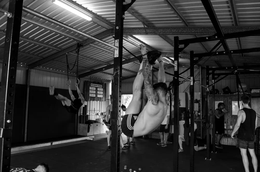 Coaches training on rings and a pull-up rig