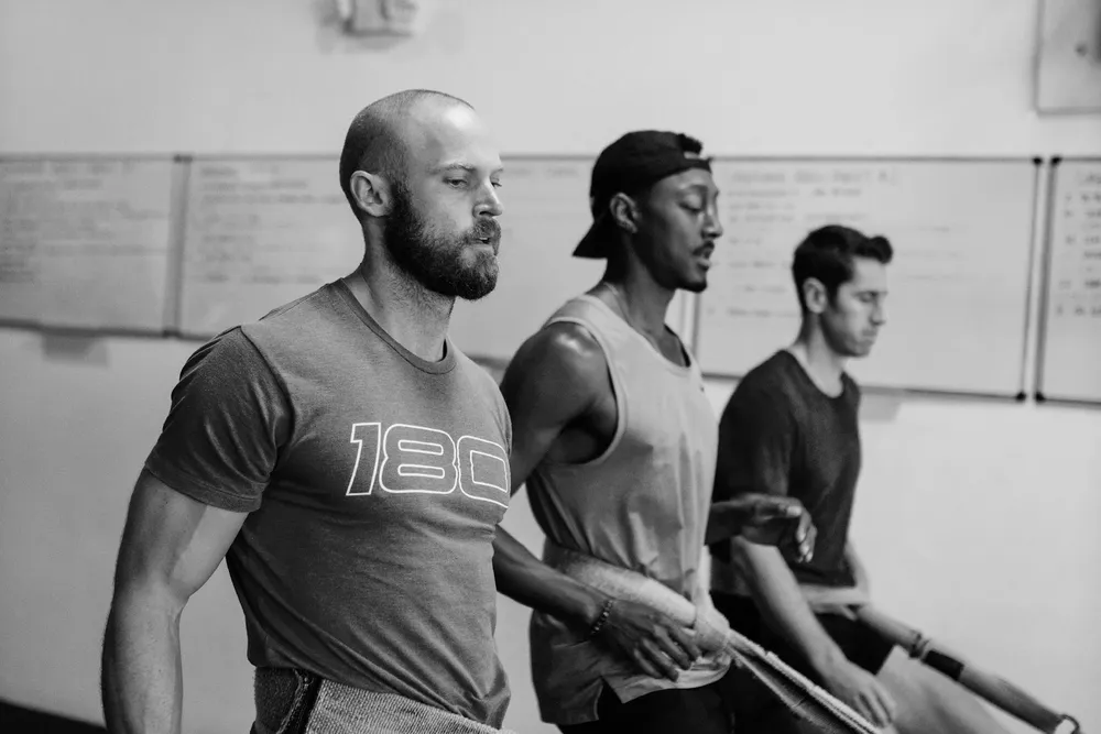 Three coaches training together